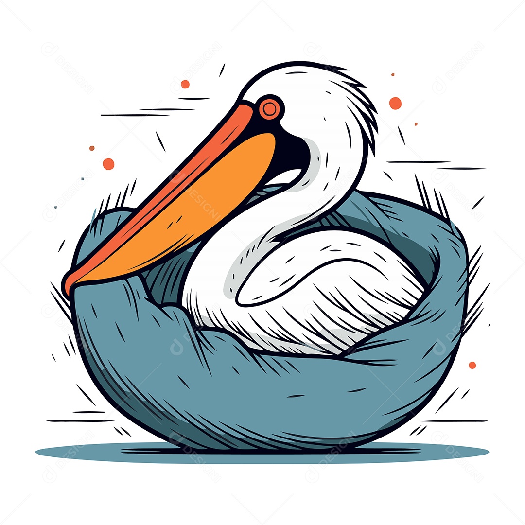 Pelicano de Desenho Animado Ilustração Vetor EPS