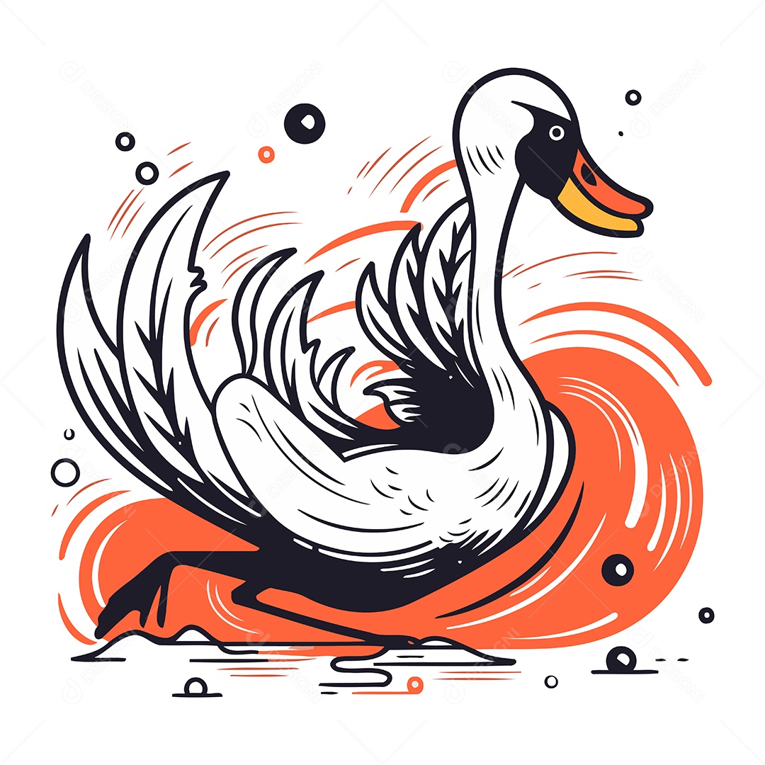 Cisne de Desenho Animado Ilustração Vetor EPS