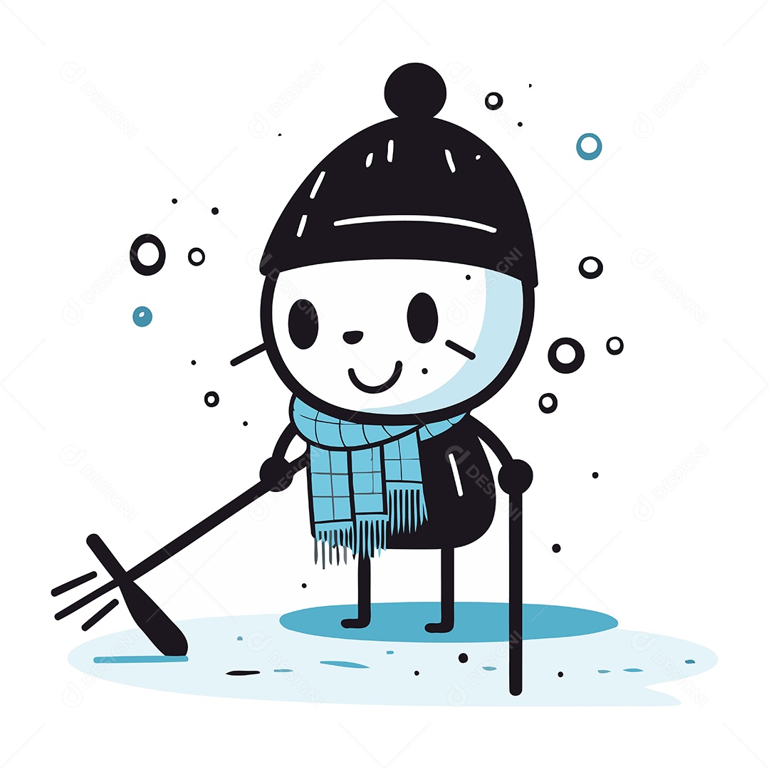 Boneco de Neve Fofo Ilustração Vetor EPS