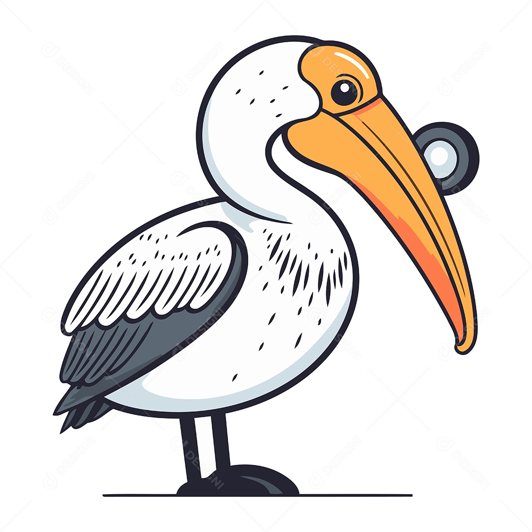Pelicano de Desenho Animado Ilustração Vetor EPS