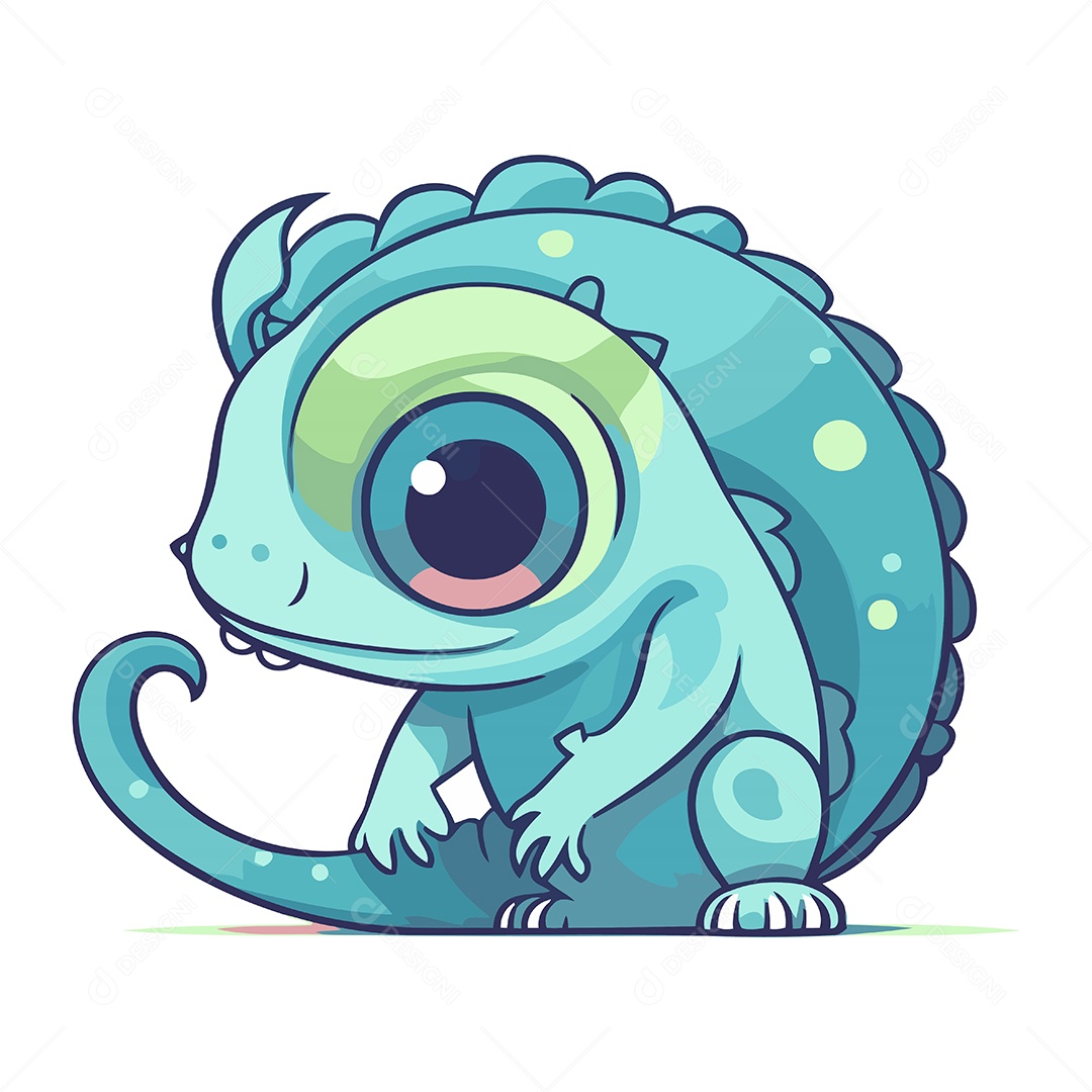 Camaleão Fofo de Desenho Animado Ilustração Vetor EPS