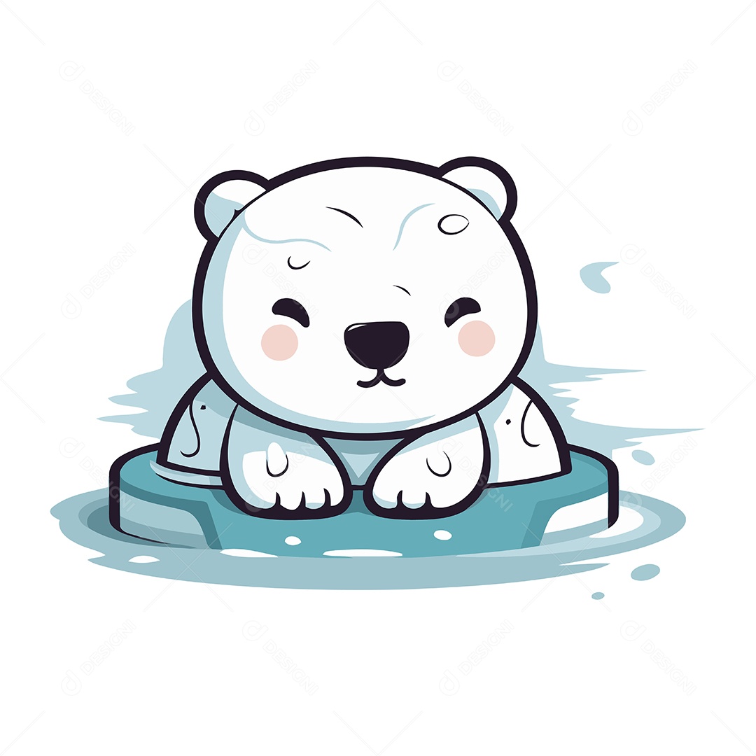 Urso Polar Fofo de Desenho Animado Ilustração Vetor EPS