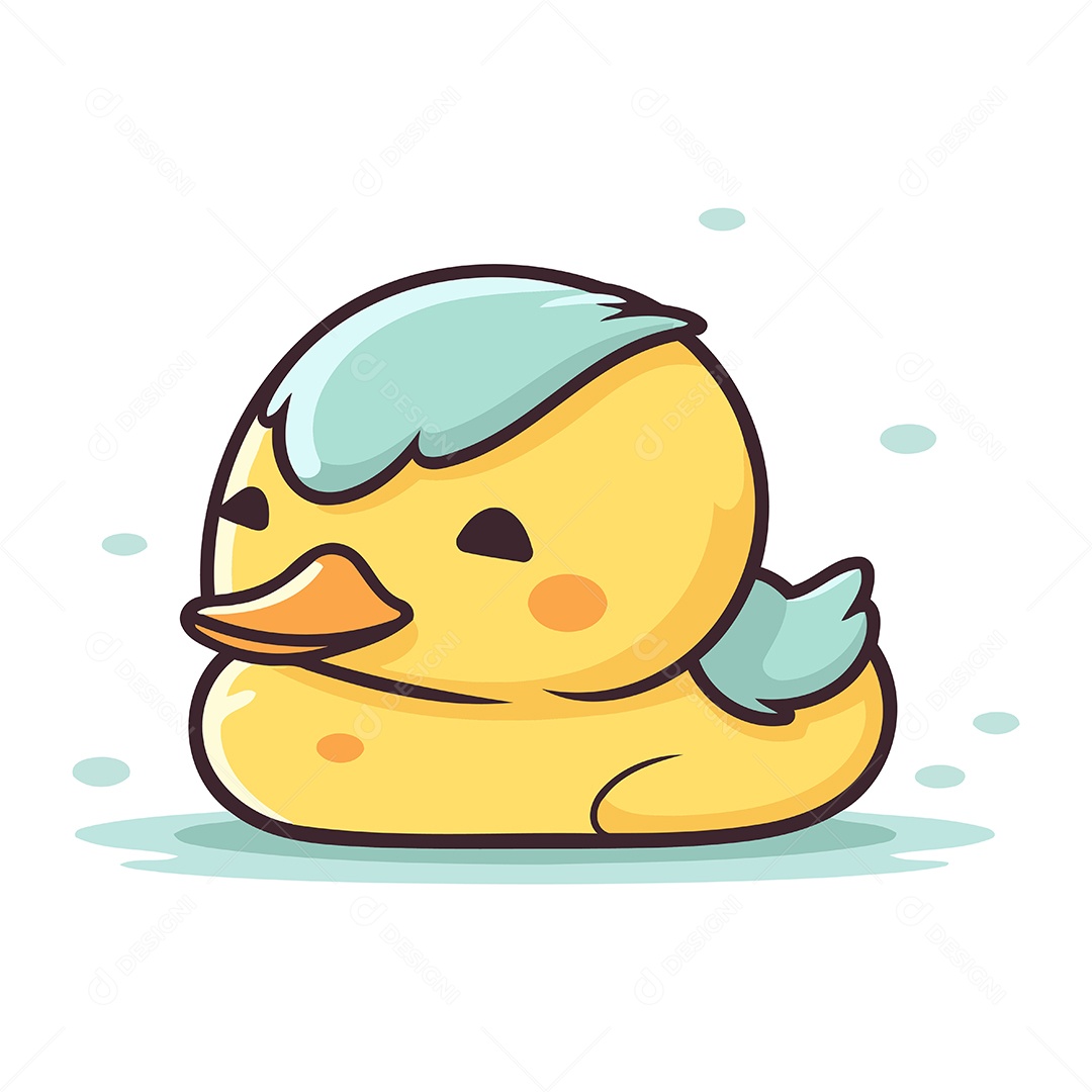 Patinho Amarelo Fofo de Desenho Animado Ilustração Vetor EPS