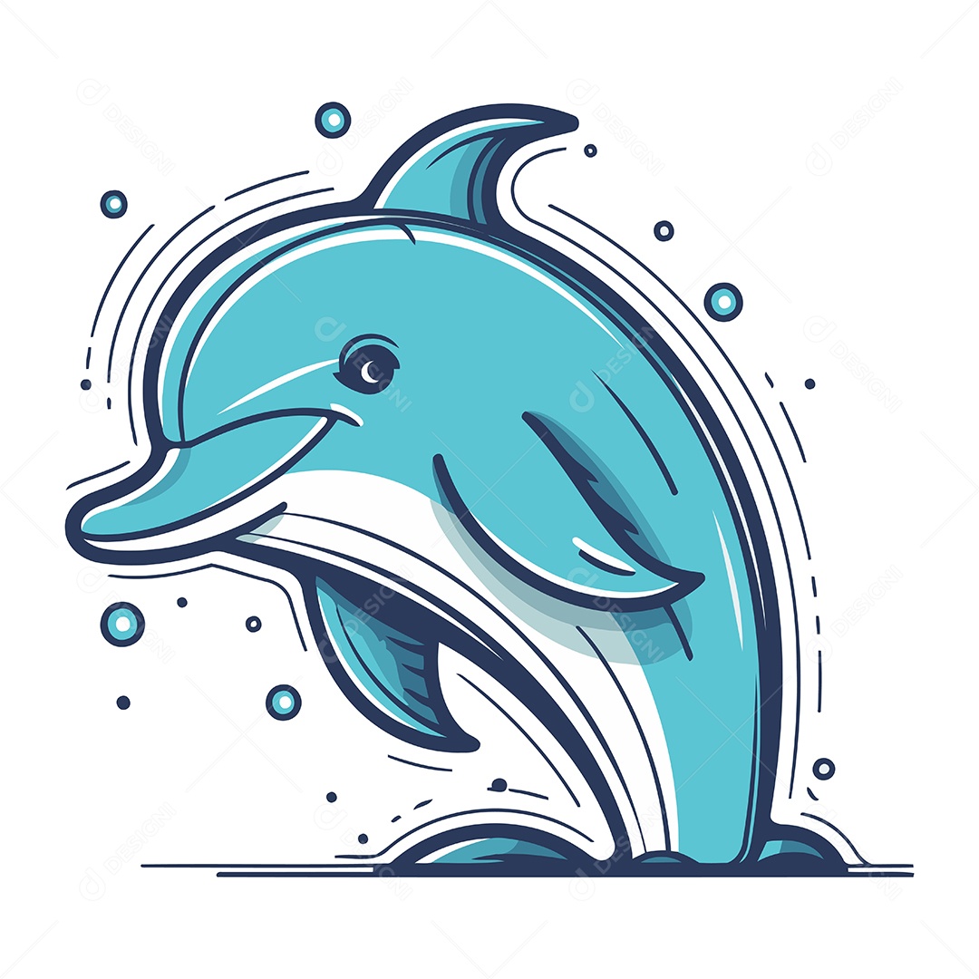 Golfinho de Desenho Animado Ilustração Vetor EPS