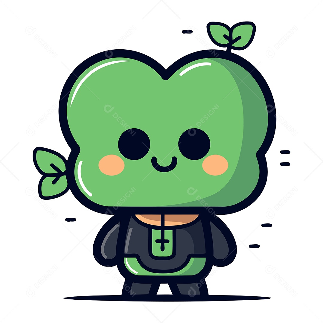 Maçã Verde de Desenho Animado Ilustração Vetor EPS