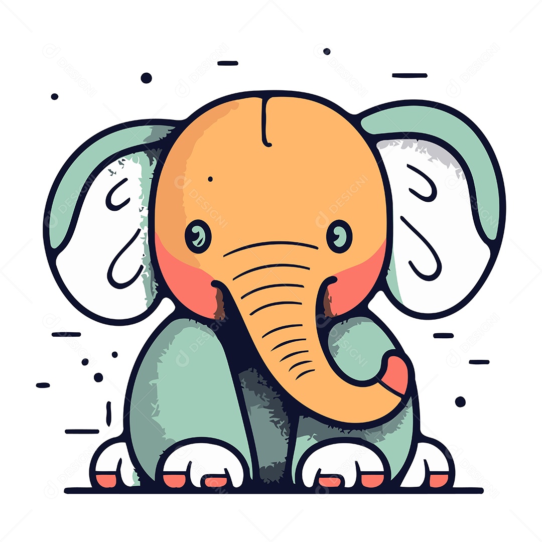 Elefante de Desenho Animado Ilustração Vetor EPS