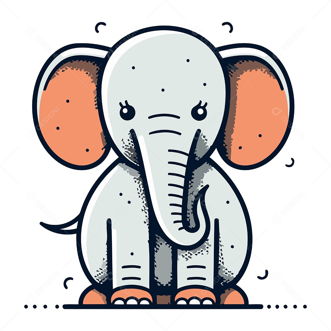 Elefante de Desenho Animado Ilustração Vetor EPS
