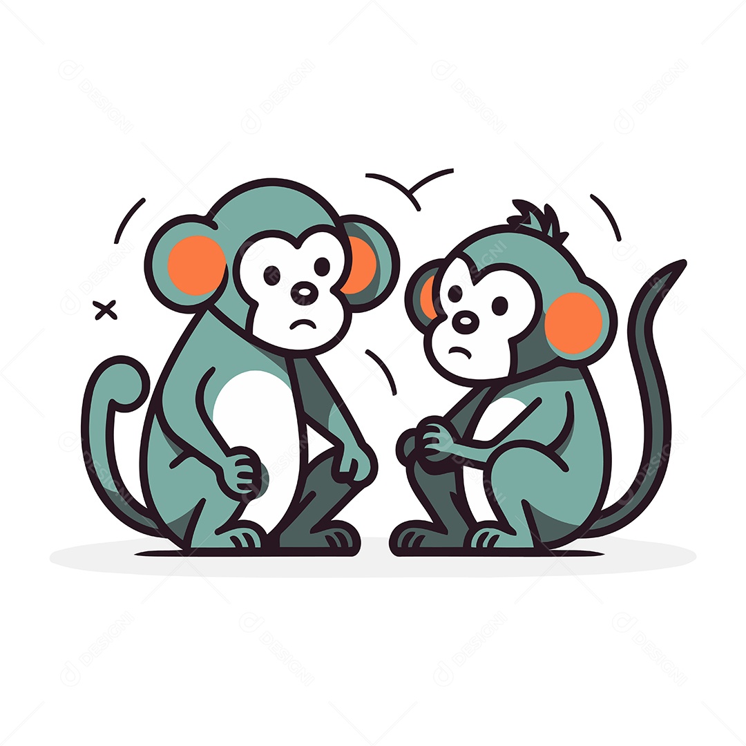 Macacos de Desenho Animado Ilustração Vetor EPS