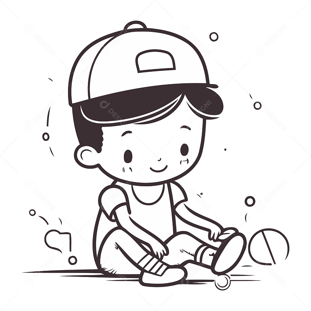 Menino Bonitinho de Desenho Animado Ilustração Vetor EPS