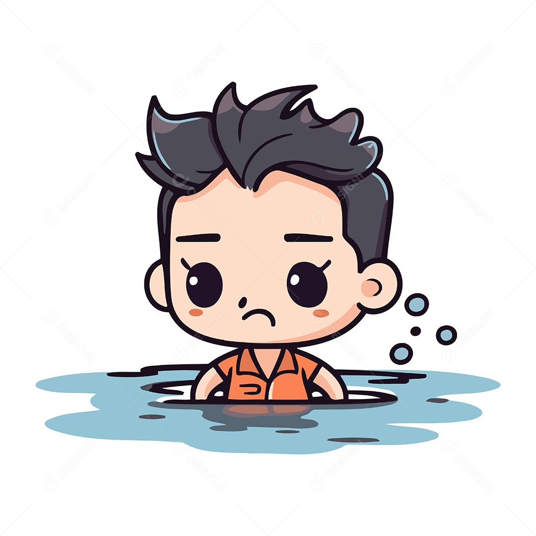 Menino Triste de Desenho Animado Ilustração Vetor EPS