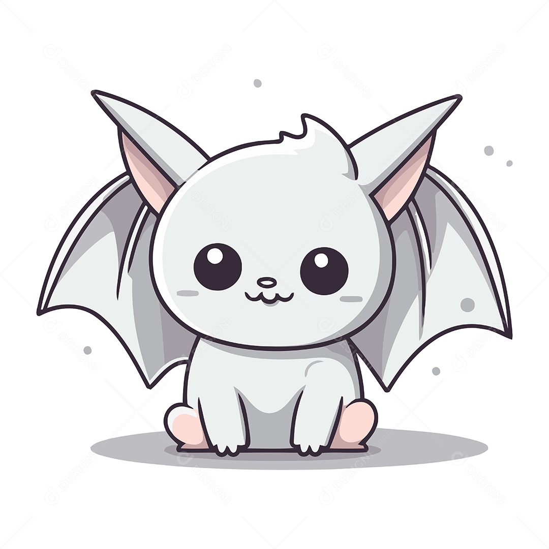 Morcego Fofo de Desenho Animado Ilustração Vetor EPS