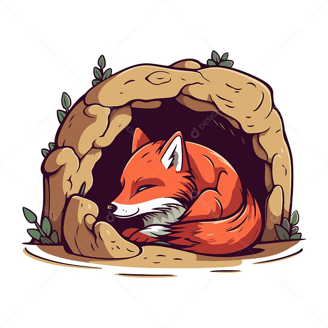 Raposa Fofa de Desenho Animado Ilustração Vetor EPS