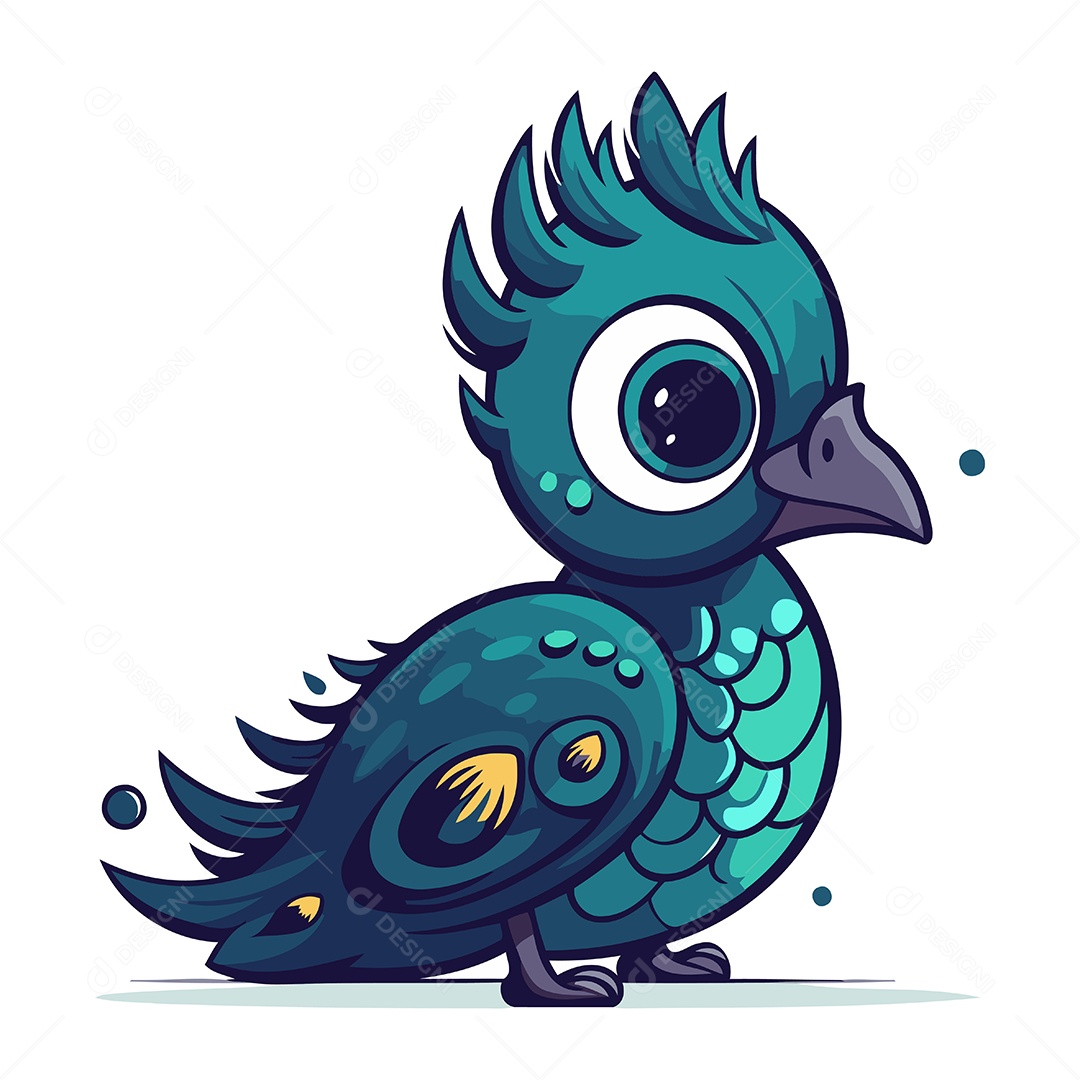 Pavão de Desenho Animado Ilustração Vetor EPS