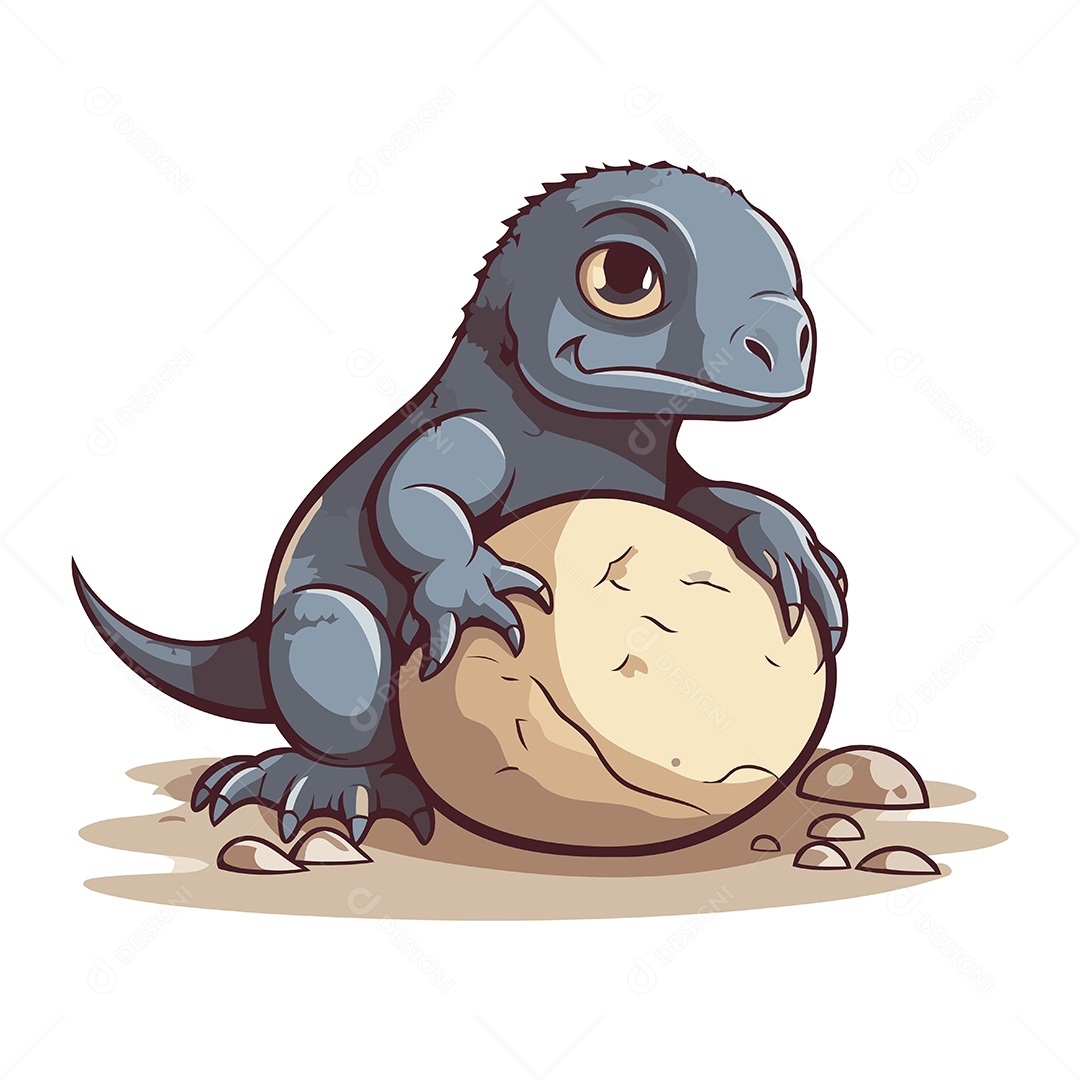 Iguana Fofa de Desenho Animado Ilustração Vetor EPS