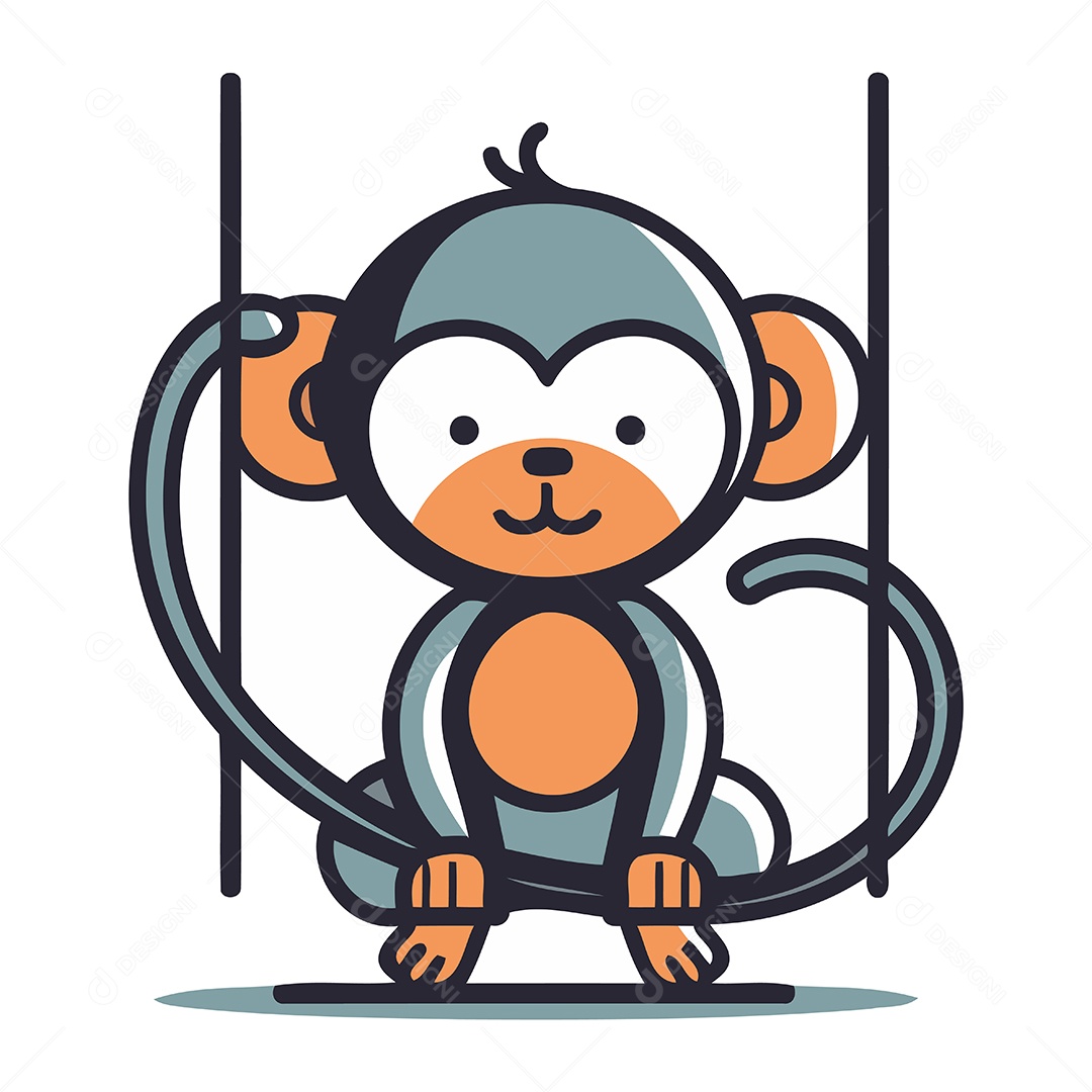 Macaco de Desenho Animado Ilustração Vetor EPS
