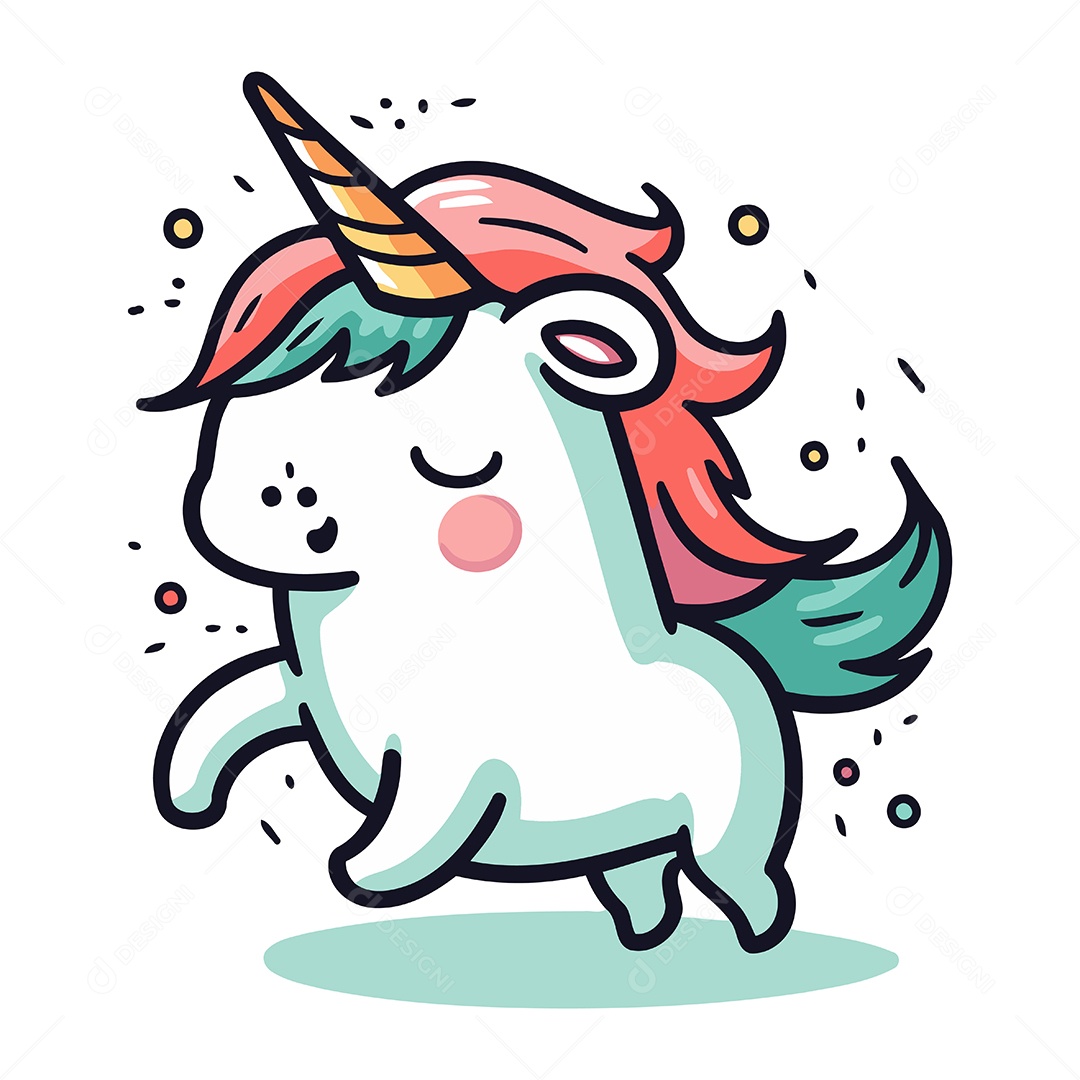 Unicórnio de Desenho Animado Ilustração Vetor EPS