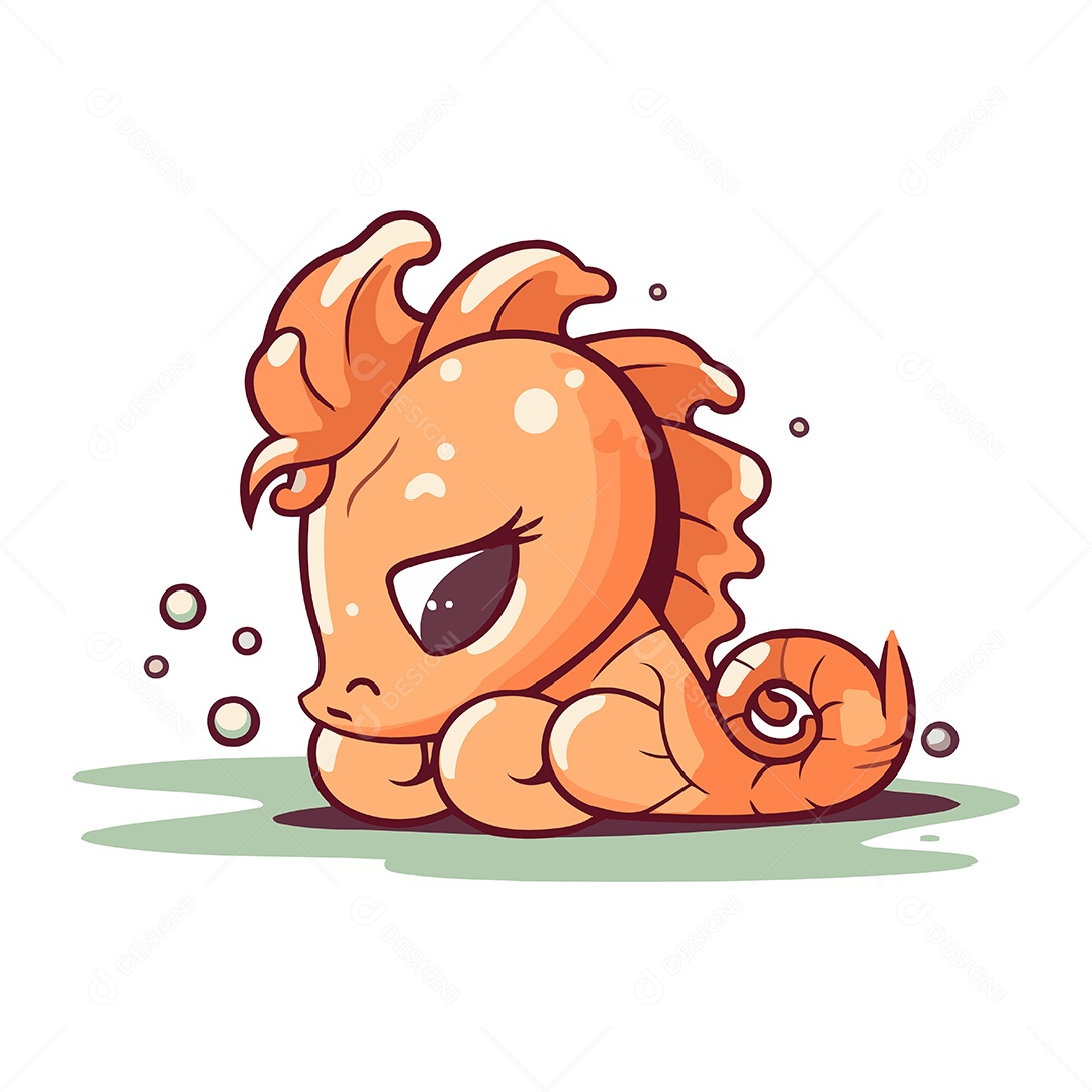 Cavalos Marinho de Desenho Animado Ilustração Vetor EPS