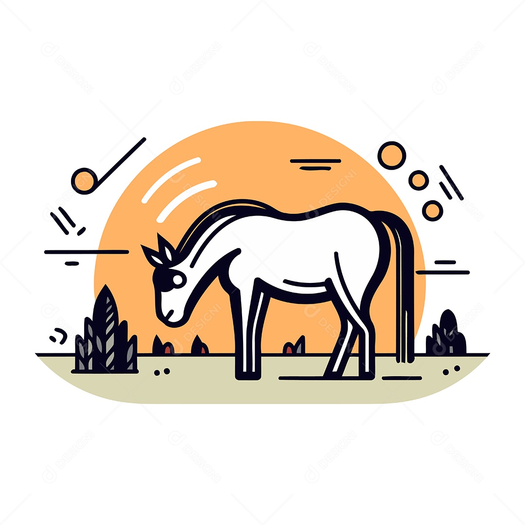 Cavalo de Desenho Animado Ilustração Vetor EPS