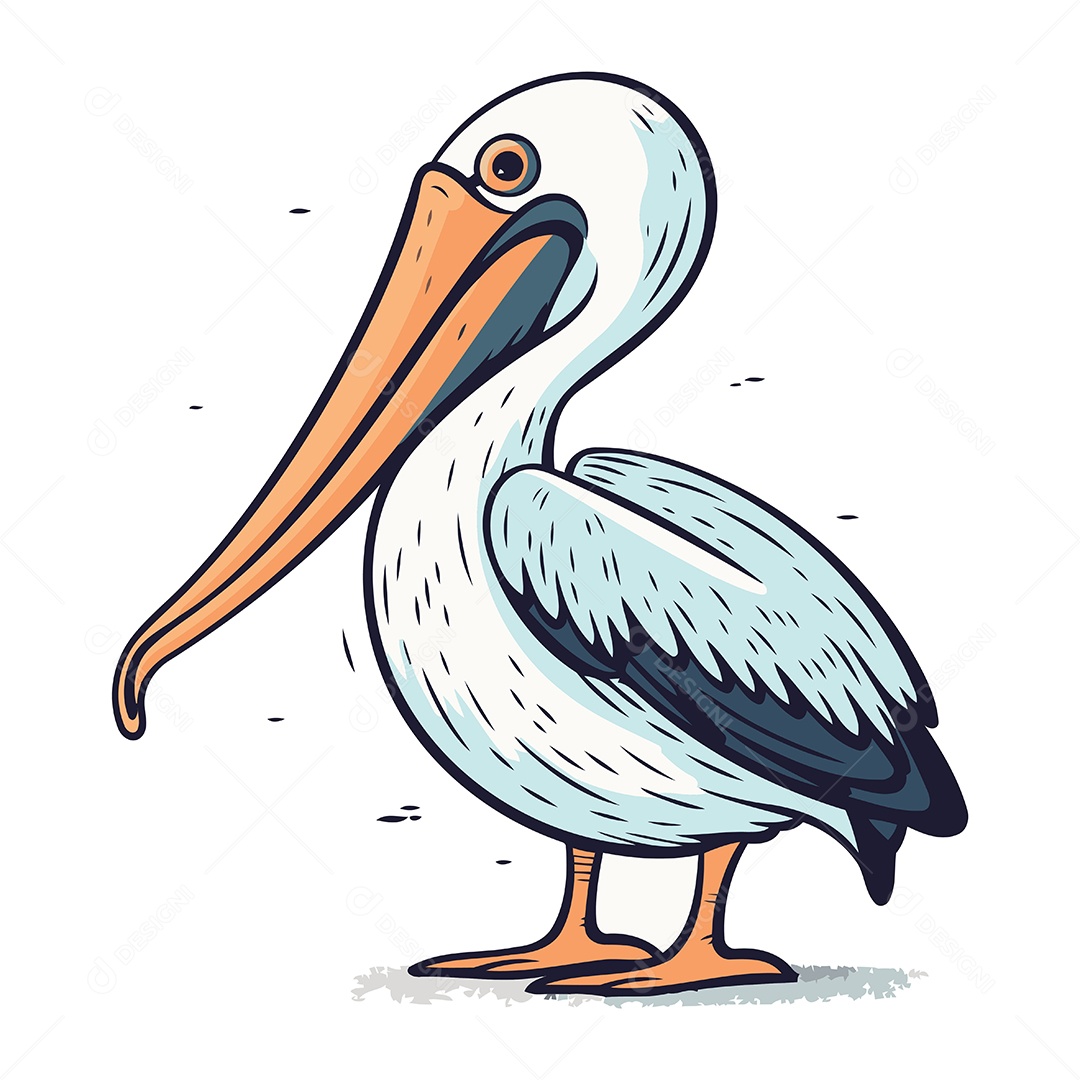 Pelicano de Desenho Animado Ilustração Vetor EPS