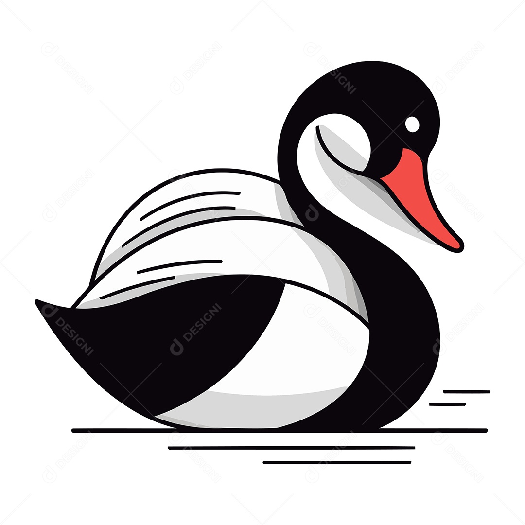Cisne de Desenho Animado Ilustração Vetor EPS