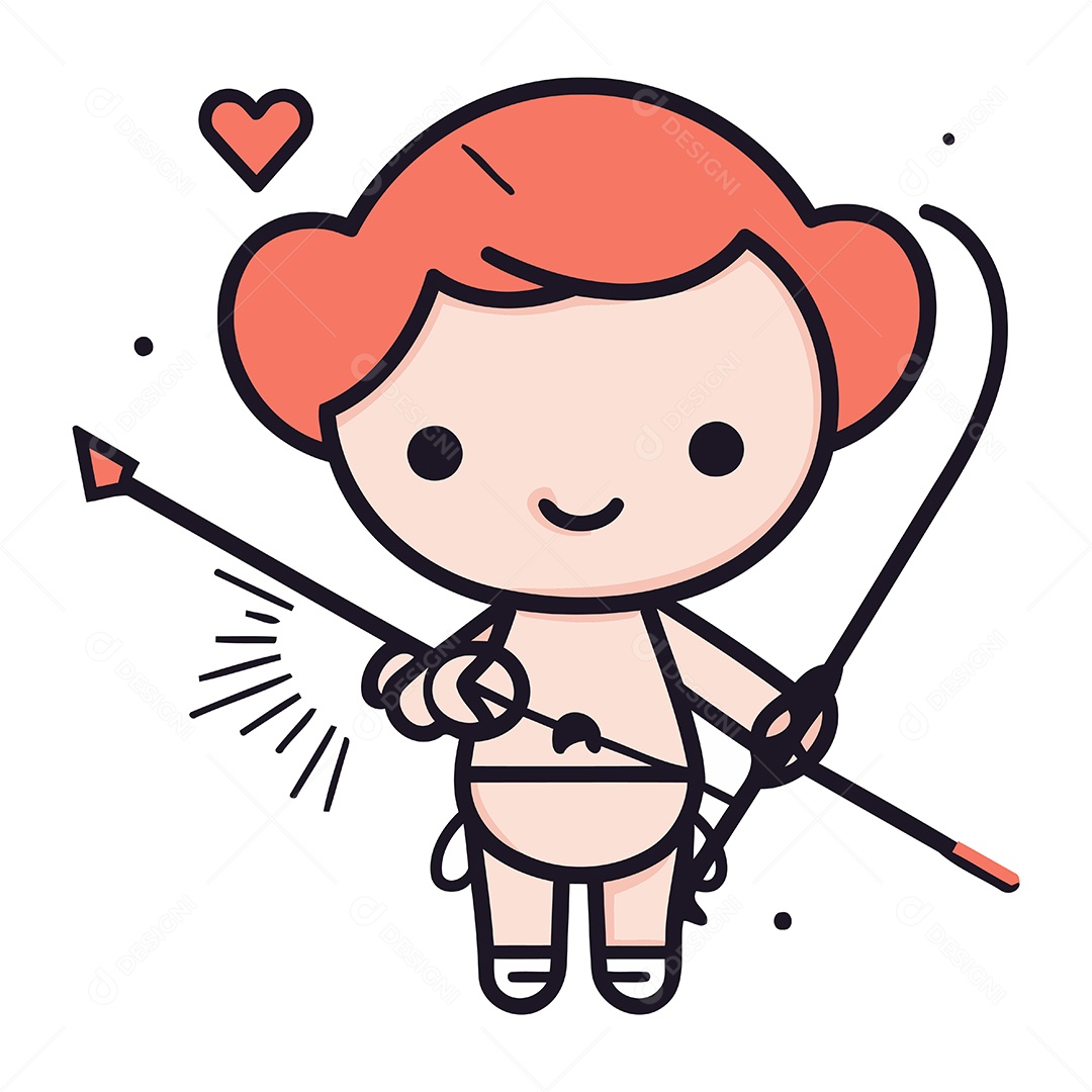 Cupido com Arco e Flecha Ilustração Vetor EPS