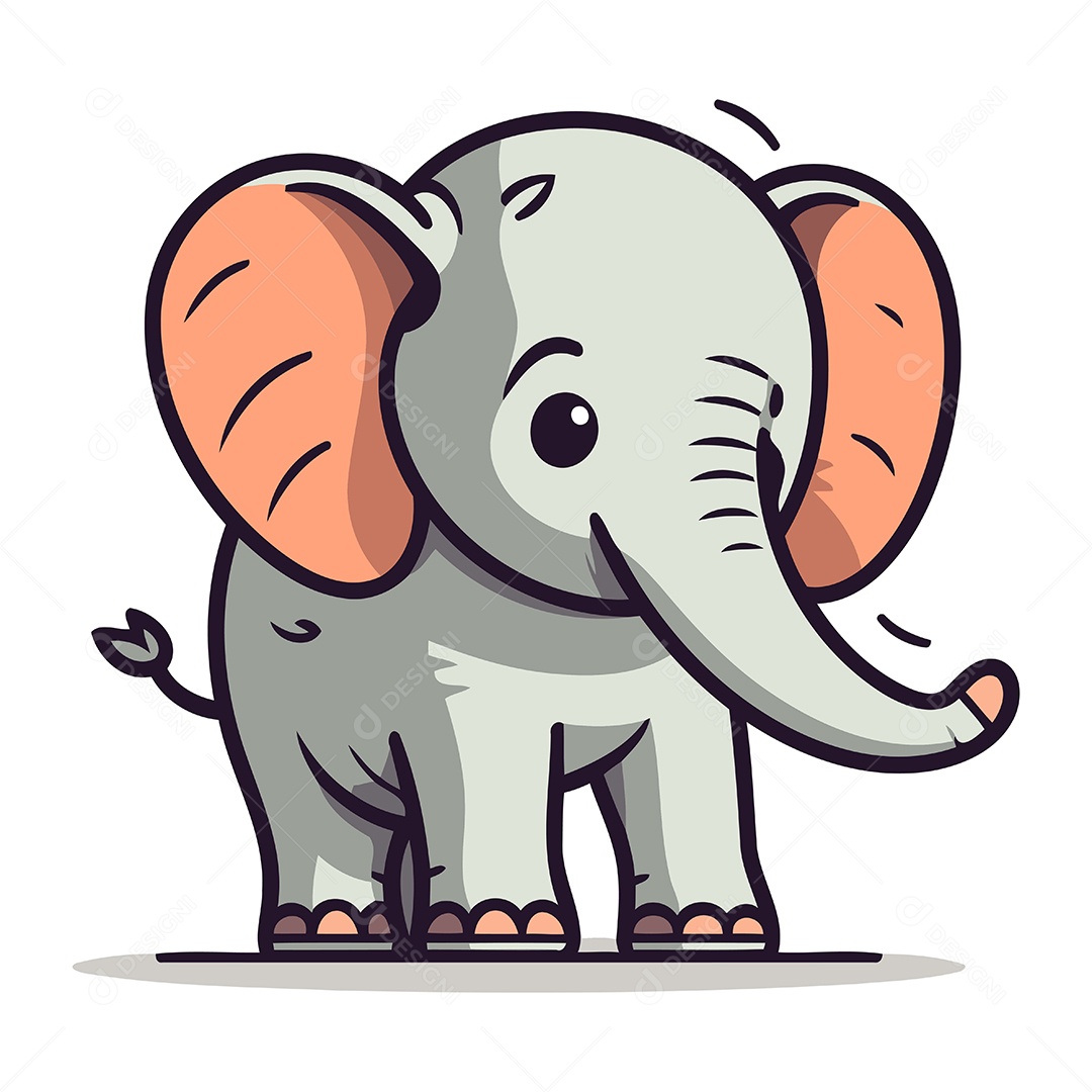 Elefante Fofo de Desenho Animado Ilustração Vetor EPS