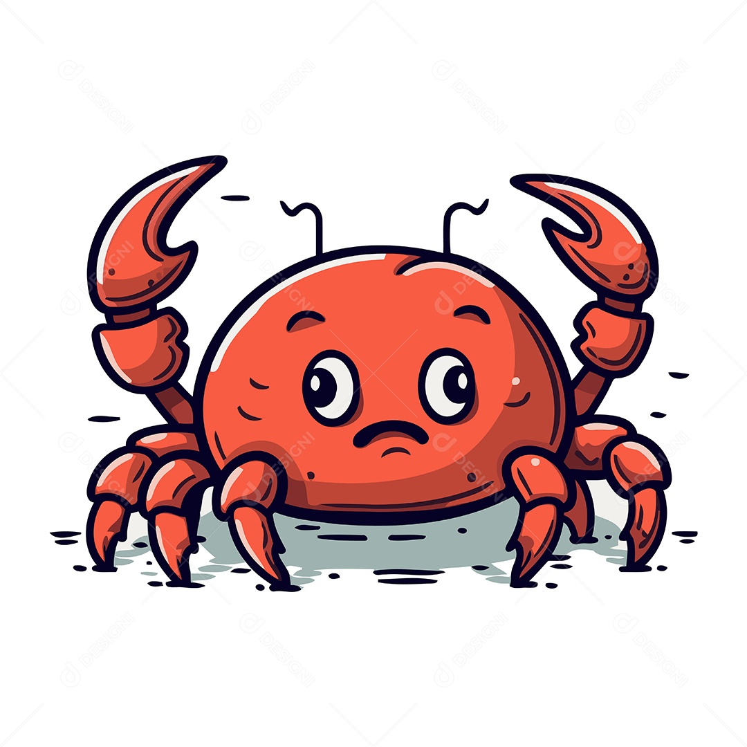 Caranguejo Fofo de Desenho Animado Ilustração Vetor EPS