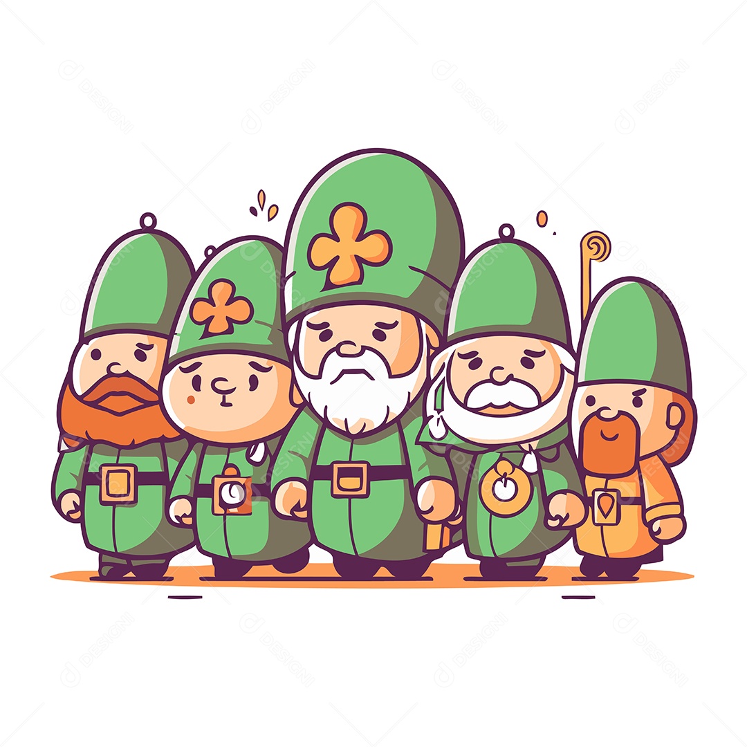Gnomos de Desenho Animado Ilustração Vetor EPS