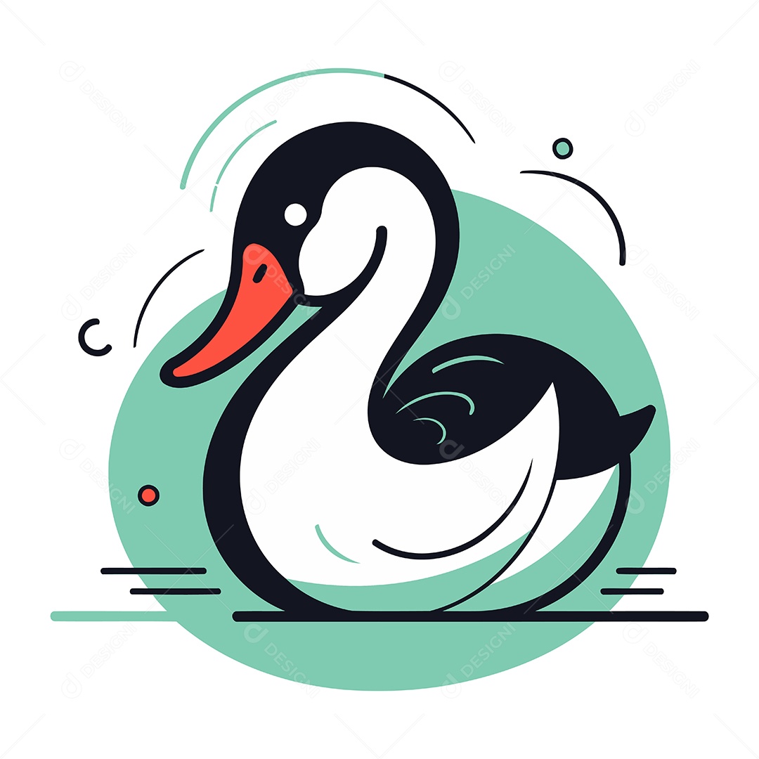 Cisne de Desenho Animado Ilustração Vetor EPS