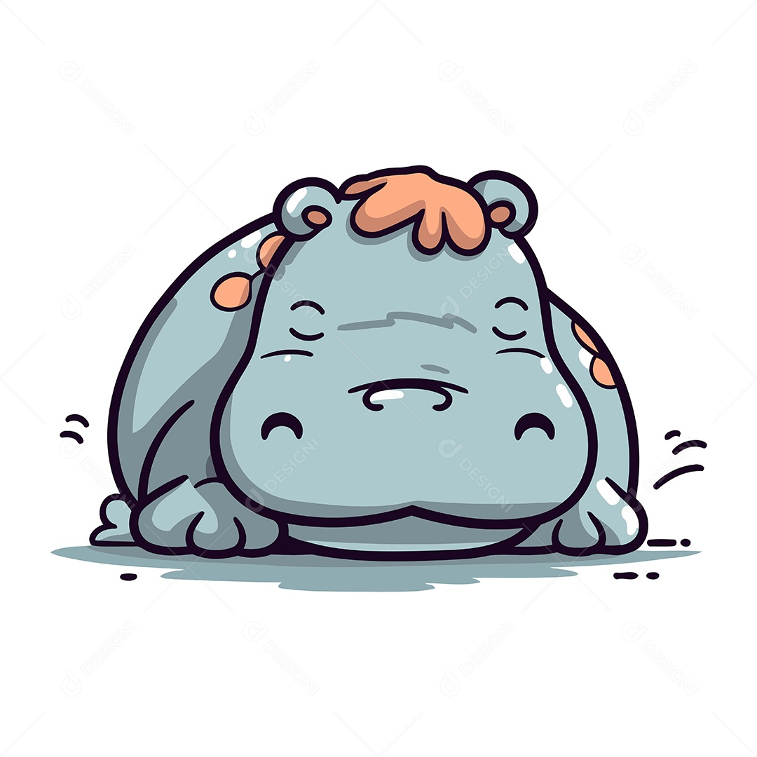 Hipopótamo de Desenho Animado Ilustração Vetor EPS