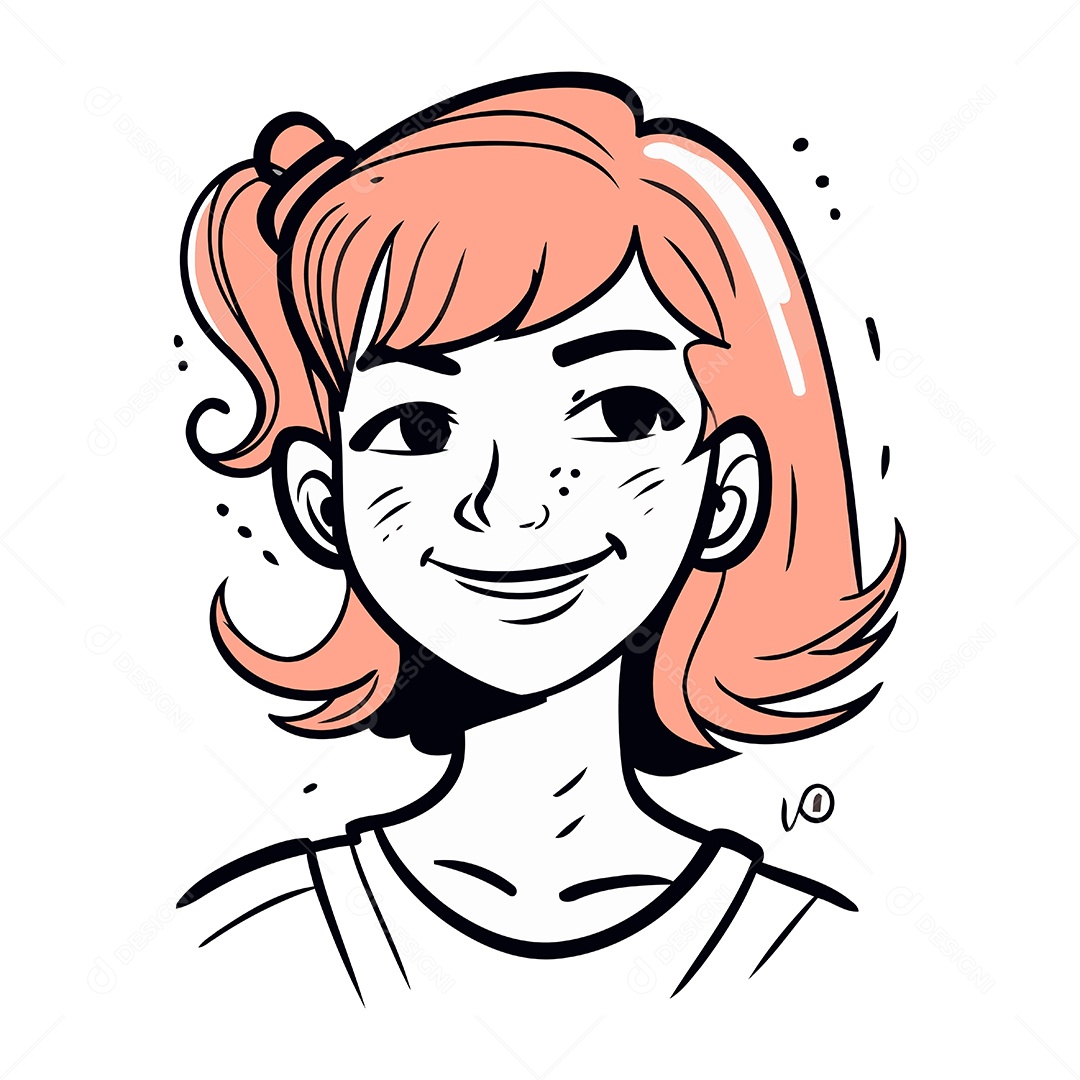 Linda Garota de Desenho Animado Ilustração Vetor EPS