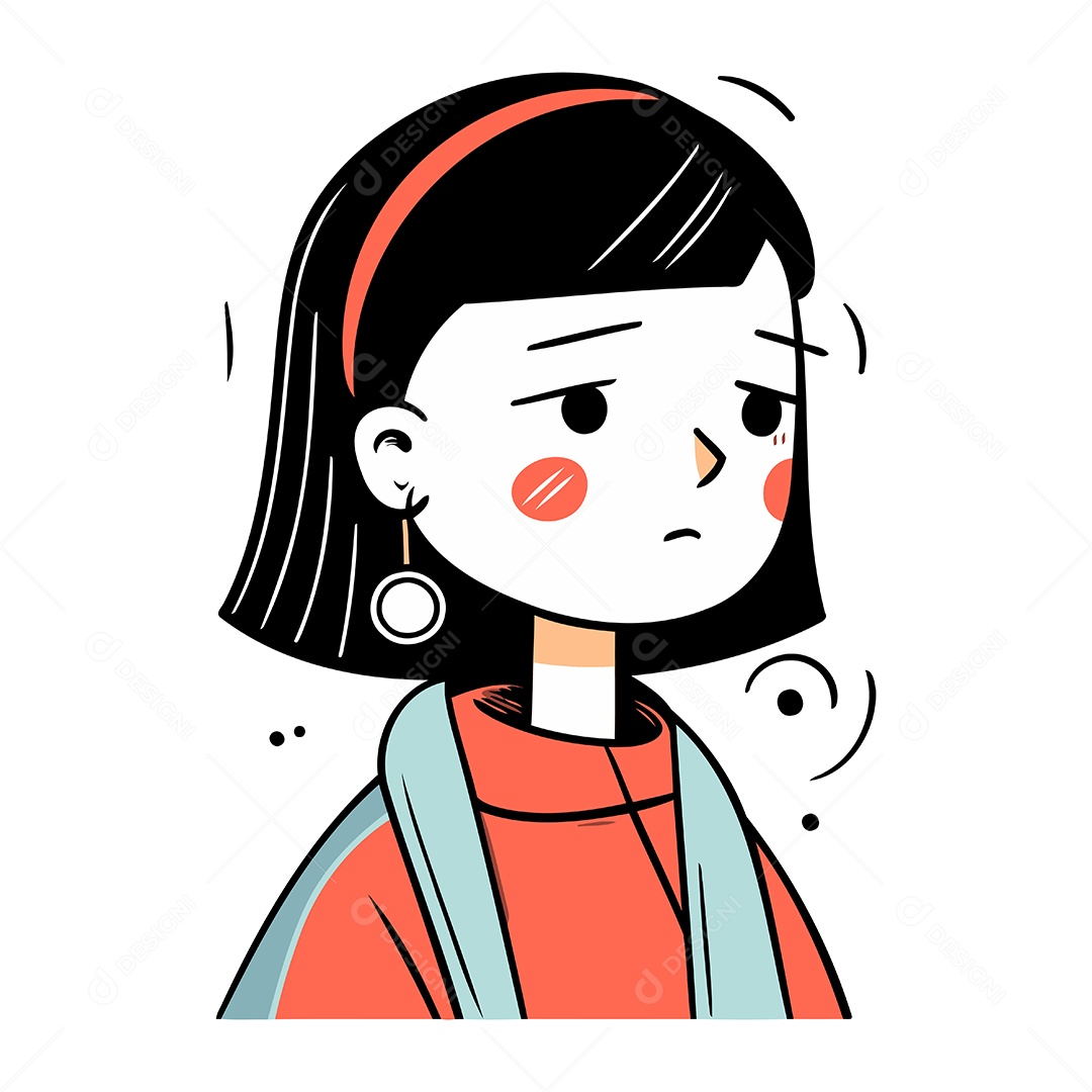 Menina Triste de Desenho Animado Ilustração Vetor EPS