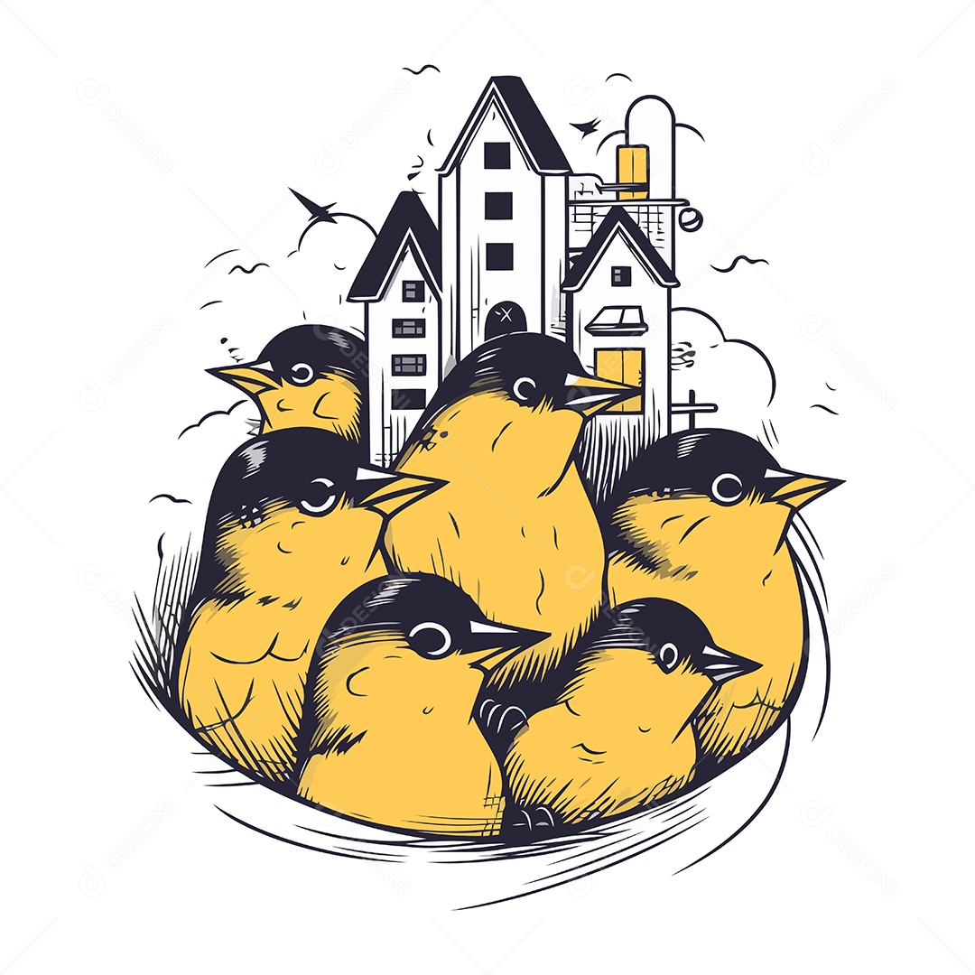 Pássaros de Desenho Animado Ilustração Vetor EPS