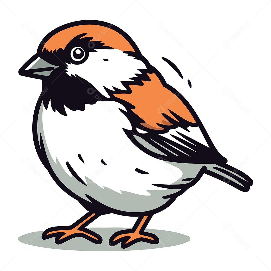 Pássaro Pardal de Desenho Animado Ilustração Vetor EPS