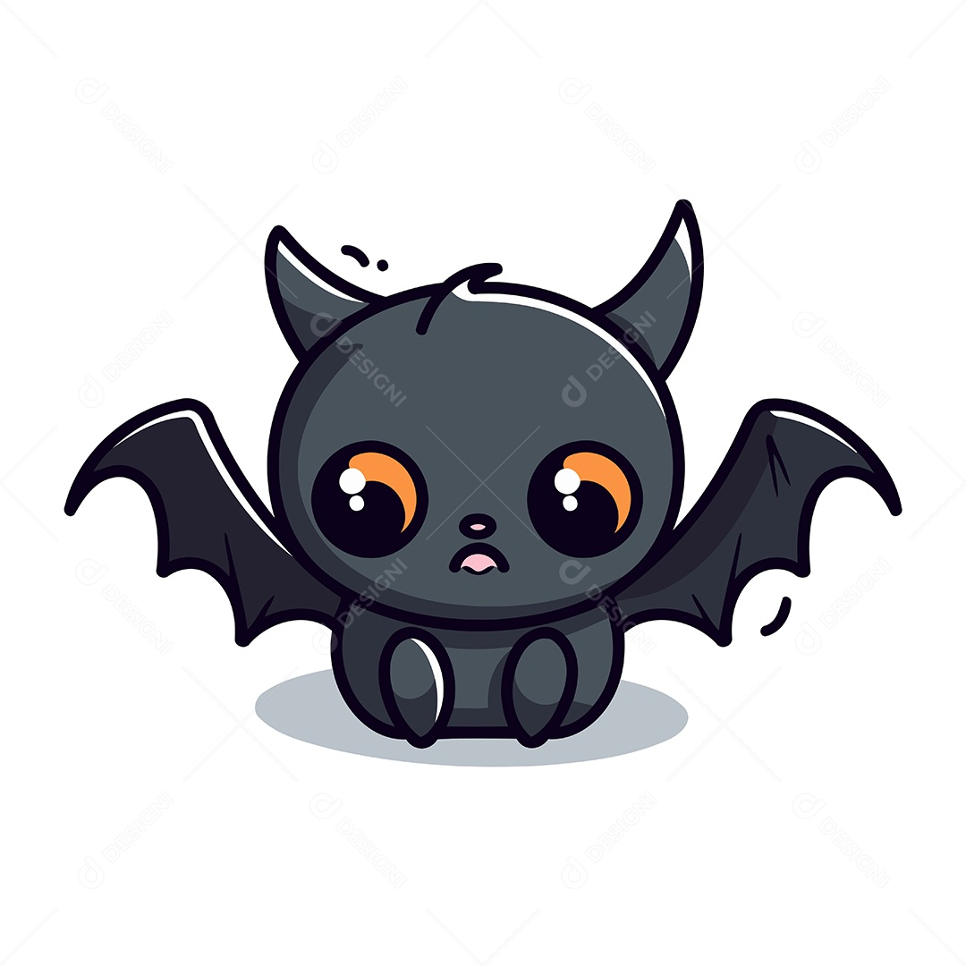 Morcego Fofo de Desenho Animado Ilustração Vetor EPS