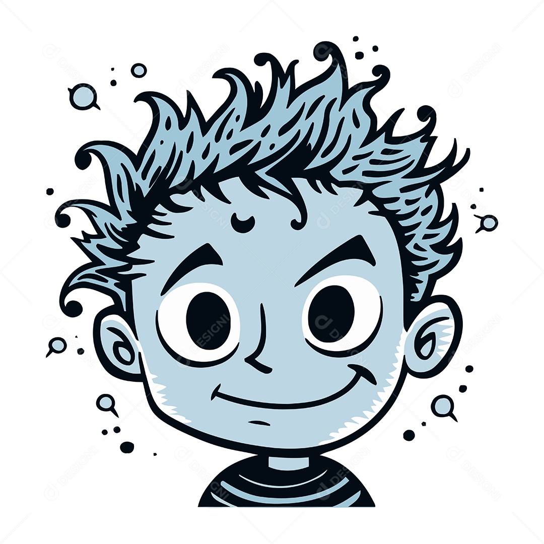 Menino Fofo com Cabelo Azul Ilustração Vetor EPS