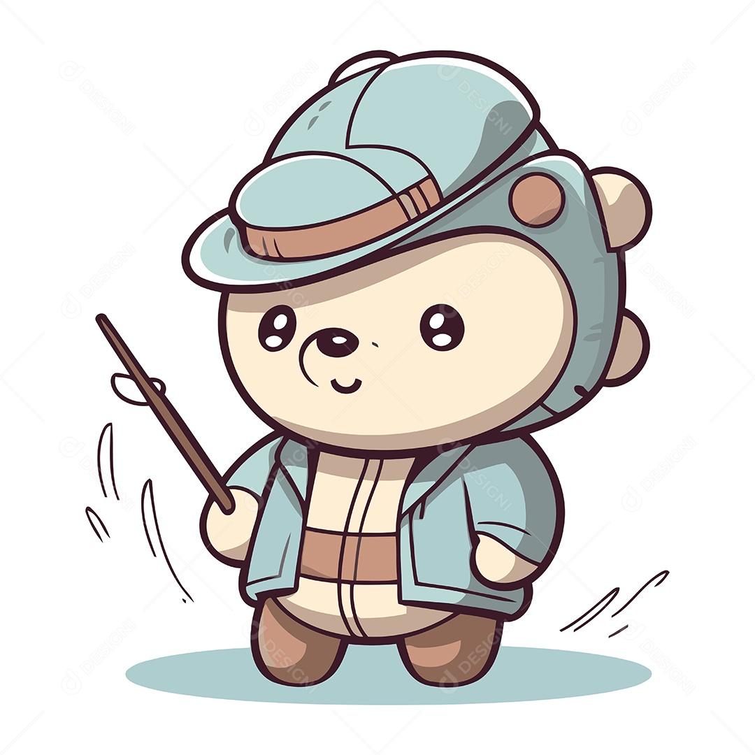 Urso Fofo de Desenho Animado Ilustração Vetor EPS