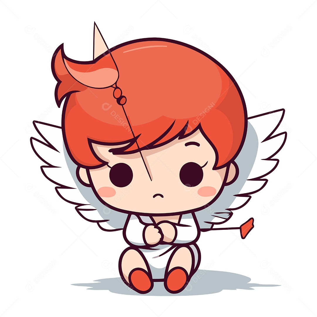 Menino Cupido com Asas de Anjo Ilustração Vetor EPS