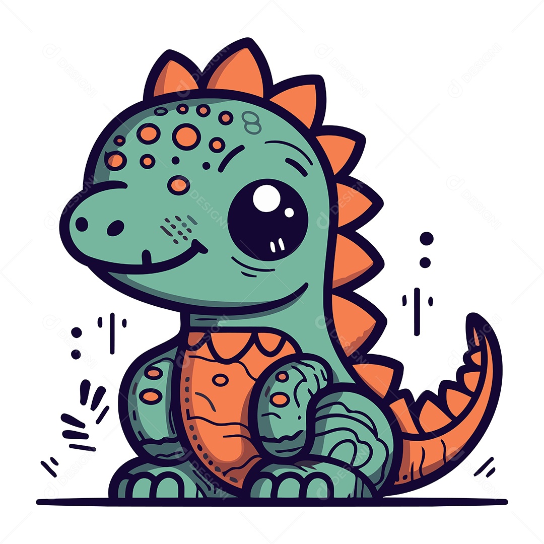 Dinossauro Fofo de Desenho Animado Ilustração Vetor EPS