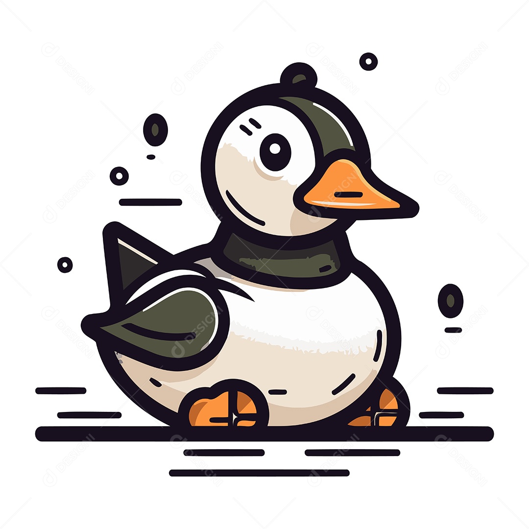 Pato Fofo de Desenho Animado Ilustração Vetor EPS