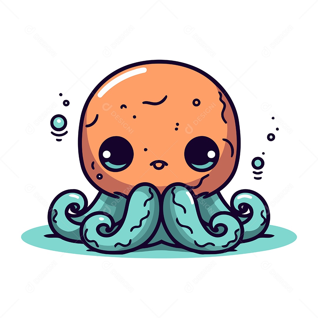 Polvo Fofo de Desenho Animado Ilustração Vetor EPS