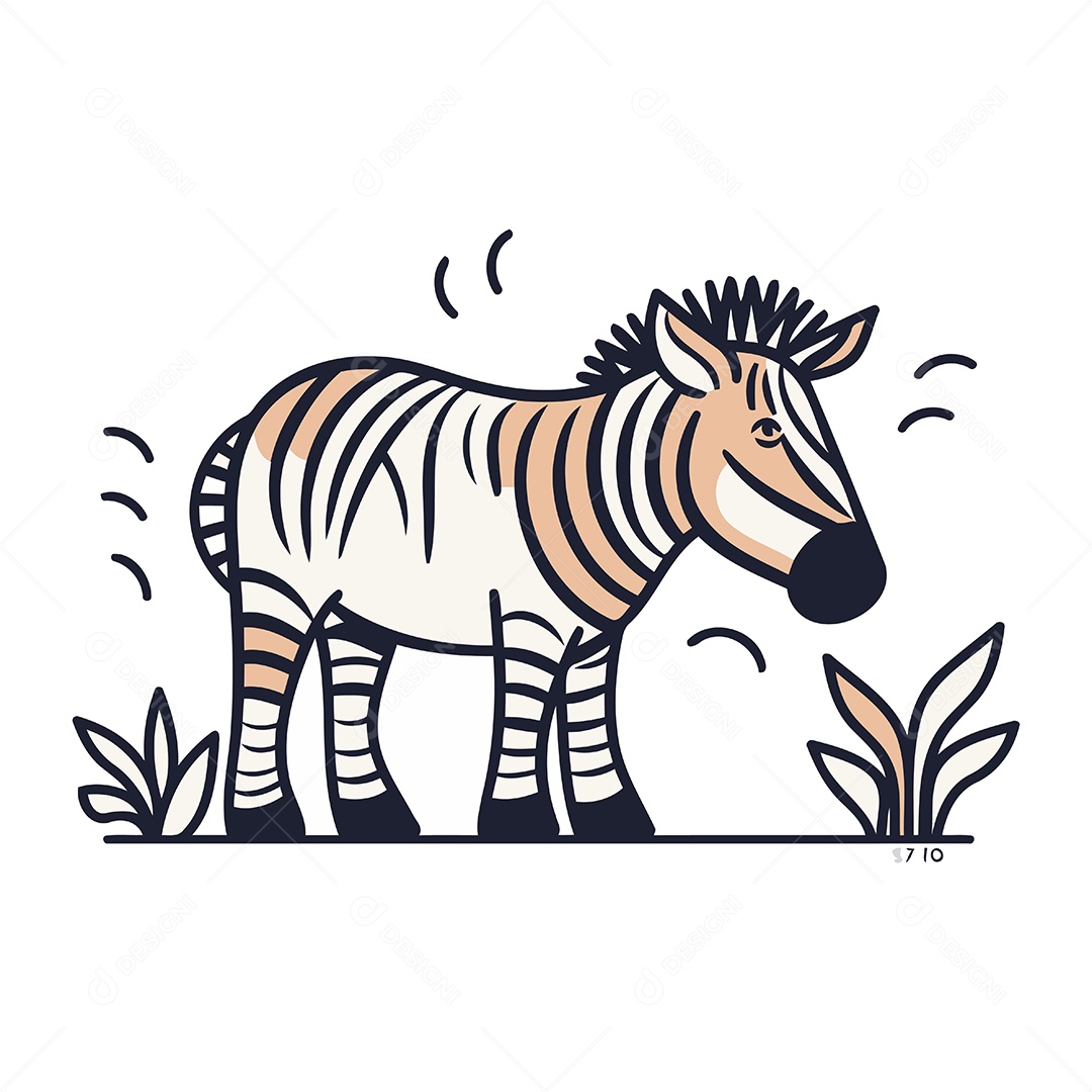 Zebra de Desenho Animado Ilustração Vetor EPS