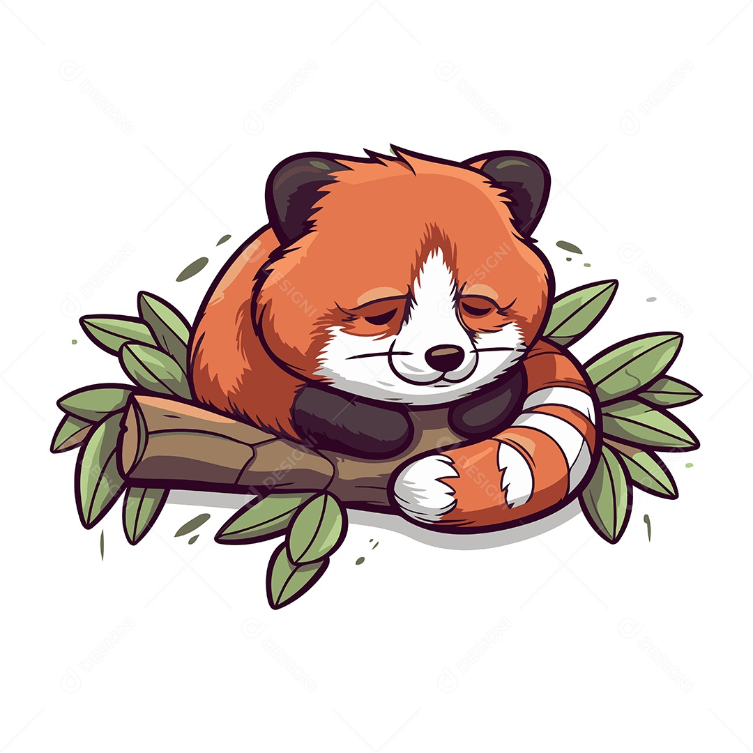 Panda Vermelho Fofo Dormindo Ilustração Vetor EPS