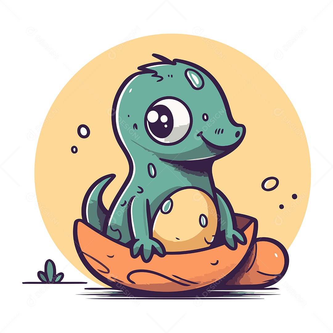 Dinossauro de Desenho Animado Ilustração Vetor EPS