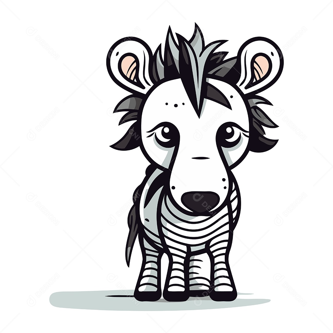 Zebra Fofa de Desenho Animado Ilustração Vetor EPS