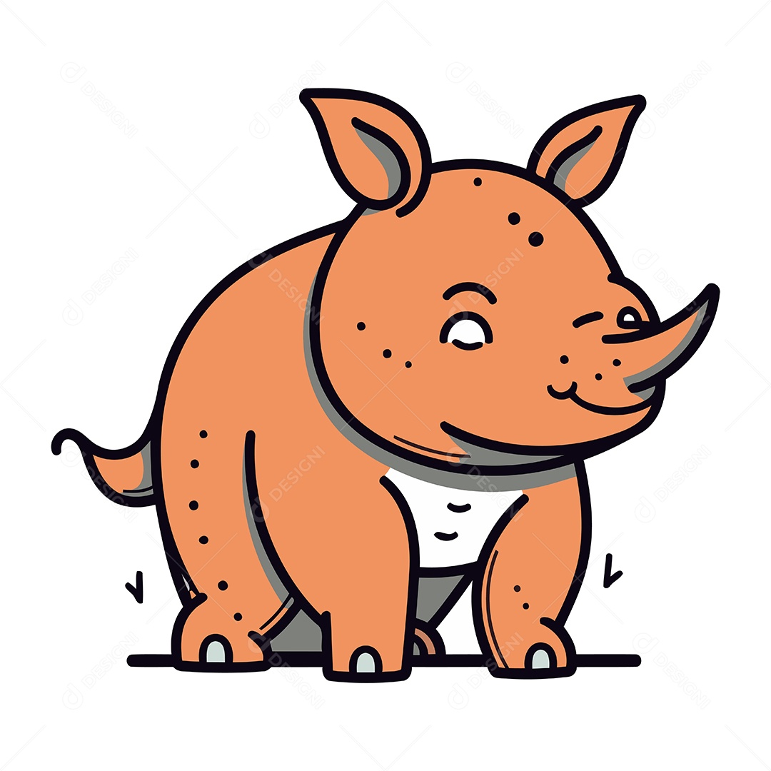 Rinoceronte de Desenho Animado Ilustração Vetor EPS