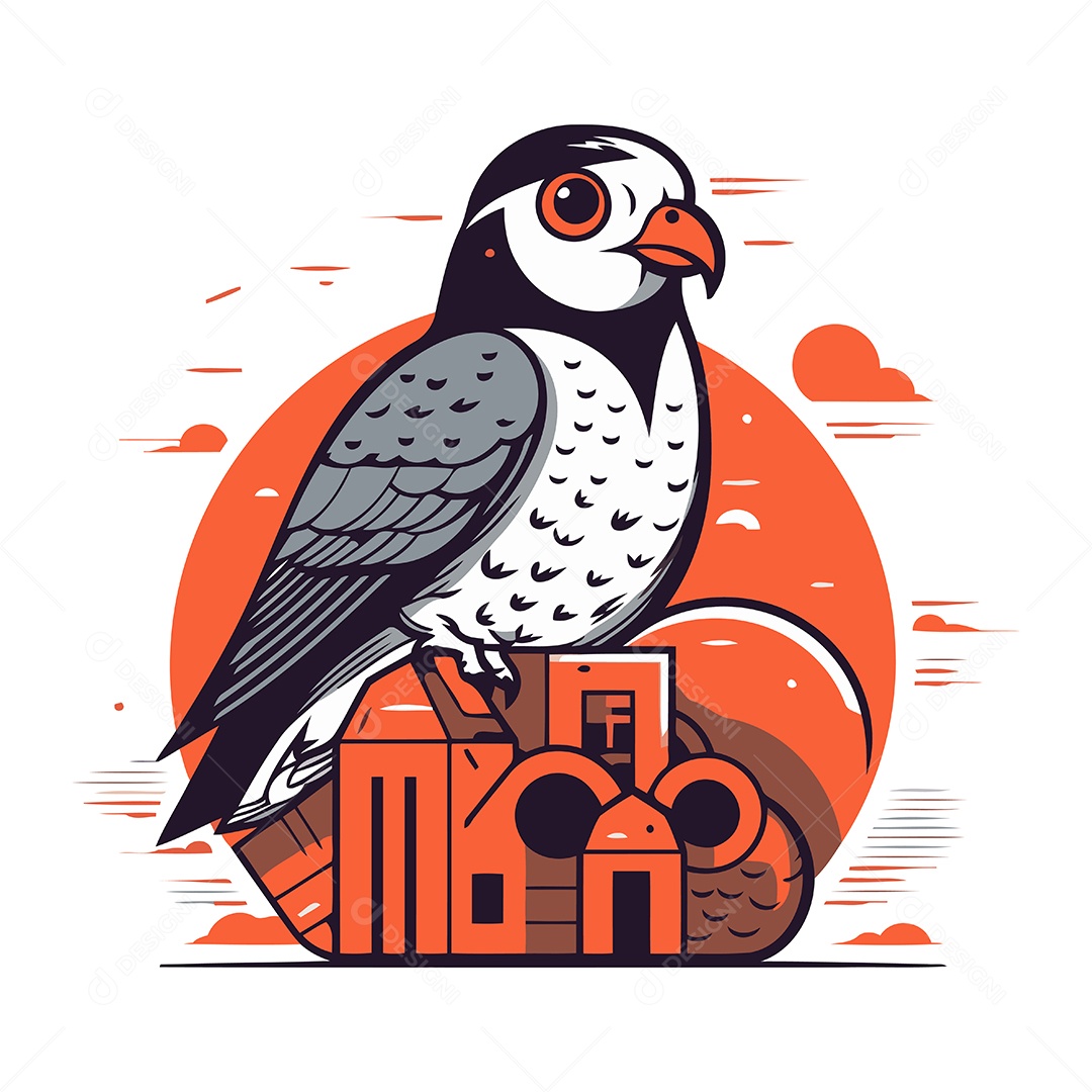 Falcão de Desenho Animado Ilustração Vetor EPS