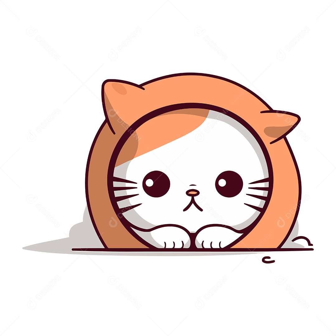 Rosto Fofo de Gato Desenho Animado Ilustração Vetor EPS