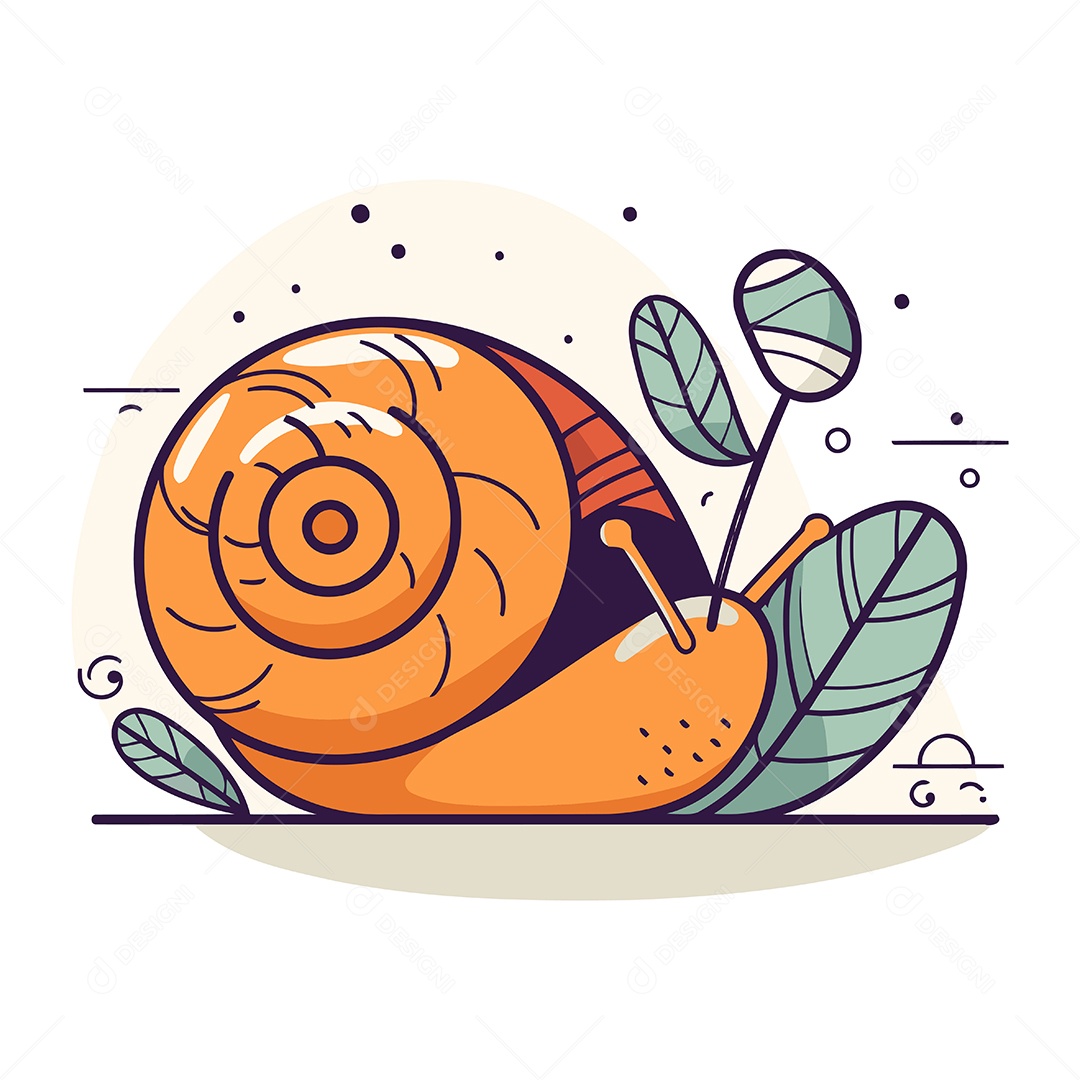 Caracol Fofo de Desenho Animado Ilustração Vetor EPS