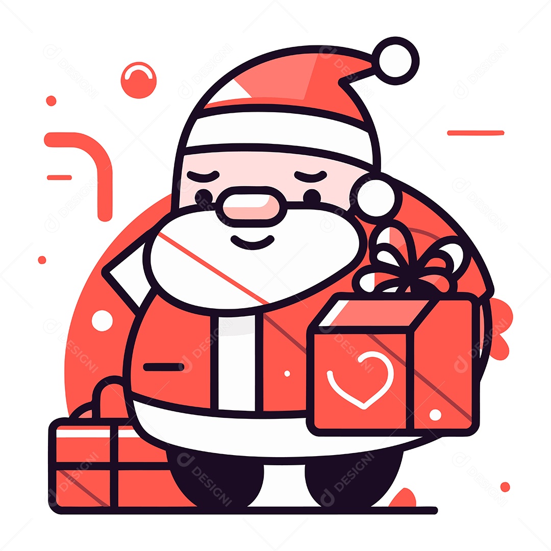 Papai Noel com Caixa de Presente Ilustração Vetor EPS